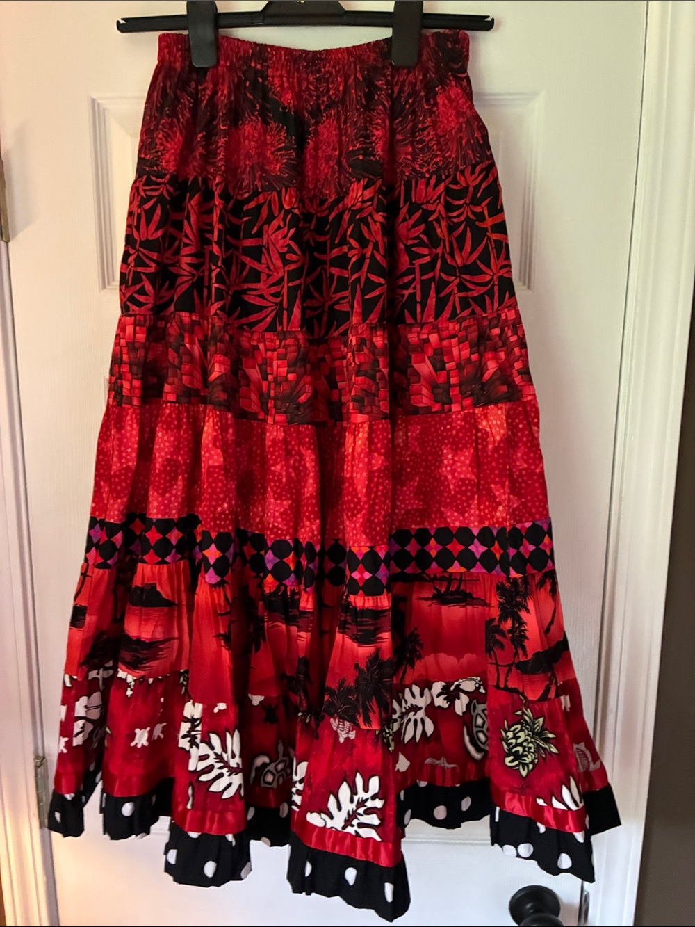 Anna Konya  Vintage Limited Edition Red Tiered Maxi Skirt OS